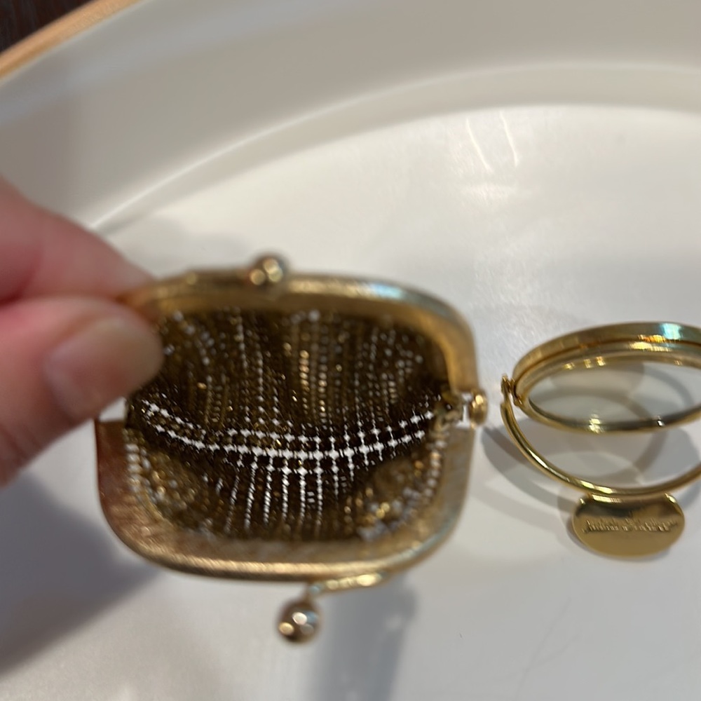 Judith Leiber Gold Sequin Coin Purse and Compact Set - Picture 2 of 5